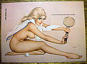 Alberto Vargas Pin Up Girl-july 1973-woman & Racket