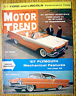 Motor Trend Magazine November 1956 1957 Plymouth