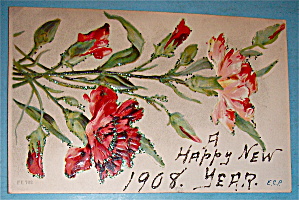 Happy New Years Postcard With Lovely Floral Design