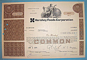 1971 Hershey Foods Corporation 100 Shares Stock