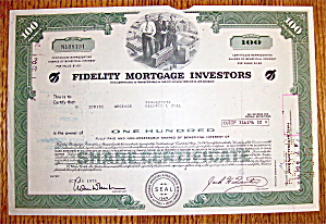 1973 Fidelity Mortgage Investors 100 Shares Stock