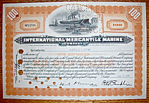 1934 International Mercantile Marine 100 Shares Stock