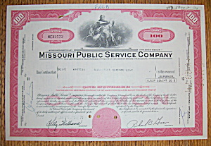 1975 Missouri Public Service Company 100 Shares Stock