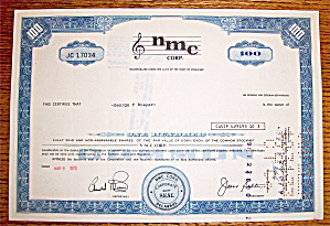1972 Nmc Corporation Stock Certificate