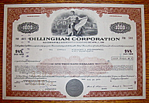 1973 Dillingham Corporation $1000 Debenture Note