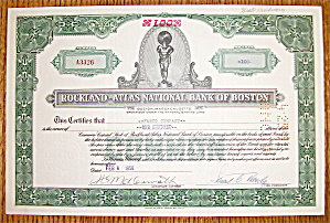 1958 Rockland Atlas National Bank Of Boston Stock