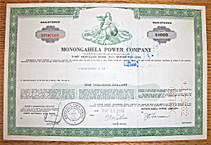1966 Monongahela Power Company Stock Certificate