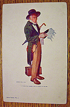 Old Man Holding Notes Postcard