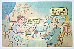 Wife And Husband Eating Out Postcard