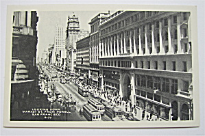 Looking Down Market Street From Powell Postcard