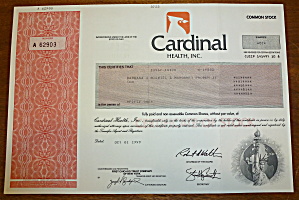 1999 Cardinal Health Inc. Stock Certificate