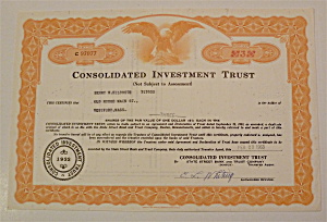 1963 Consolidated Investment Trust Stock Certificate