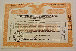 1958 Spencer Shoe Corporation Stock Certificate