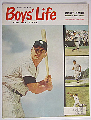 Boys Life Magazine August 1959 Mickey Mantle