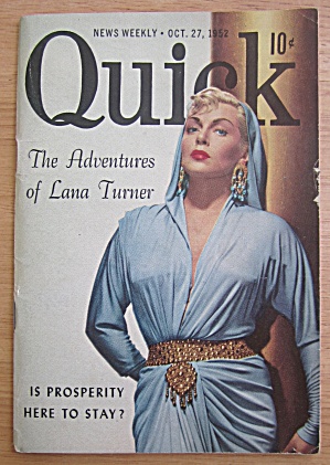 Quick Magazine October 27, 1952 Lana Turner