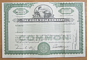 1990 Coca Cola Stock Certificate