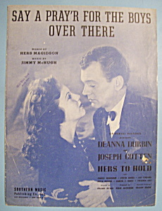 Sheet Music For 1943 Say A Pray'r For The Boys Over..