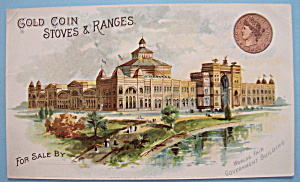 1893 Columbian Expo Gold Coin Stove & Range Trade Card