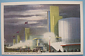 General Exhibits Postcard (Night View)-(Chicago Fair)