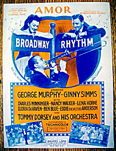 Sheet Music For 1943 Amor From Broadway Rhythm