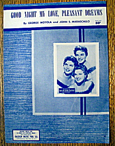 Sheet Music For 1956 Good Night My Love, Pleasant Dream