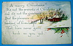 A Merry Christmas Postcard w/View of a House