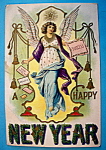 Happy New Year Postcard with an Angel (Embossed)