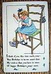 Birthday Children Postcard By Tuck's with Girl Sewing