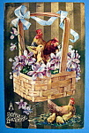 A Joyful Eastertide Postcard with Roosters & Chicks
