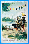 Easter Greetings Postcard w/Rabbit Driving a Carriage