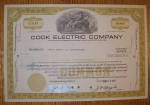 1972 Cook Electric Company 100 Shares Stock