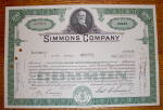 1971 Simmons Company Stock Certificate