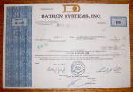 1975 Datron Systems Inc. Stock Certificate