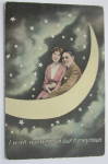 Man And Woman Sitting On A Moon Postcard