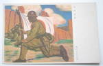 Soldier Kneeing And Holding Rifle Postcard 