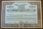1956 Glory Hole Stock Certificate