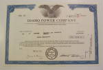 1972 Idaho Power Company Stock Certificate 