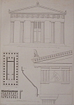 Temple De Thesee A Athenes (1852 Lithograph)