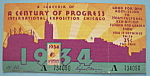 Century Of Progress Admission Ticket (Chicago Fair)