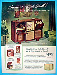 1948 Admiral Triple Thrill W/phonograph, Radio & Tv