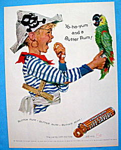 1957 Butter Rum Life Savers With Boy Holding Parrot