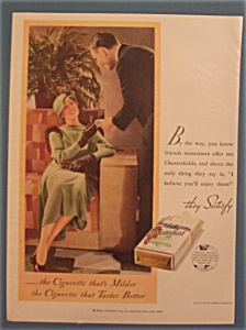 1933 Chesterfield Cigarettes W/woman Taking Cigarette
