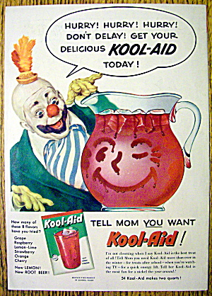 1955 Kool-aid With Clown Looking At Pitcher