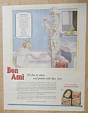 1926 Bon Ami Cake Or Powder With Mom & Girl Cleaning