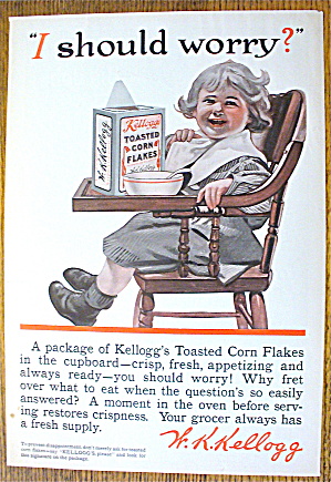 1914 Kellogg's Toasted Corn Flakes W/baby In High Chair