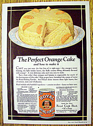 1923 Royal Baking Powder With Perfect Orange Cake