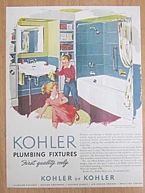 1957 Kohler Plumbing Fixtures With Girl & Boy Running