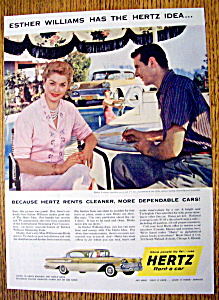 Vintage Ad: 1958 Hertz Rent A Car W/esther Williams