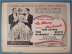 1940 Too Many Husbands W/melvyn Douglas & Jean Arthur