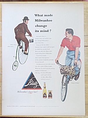 1952 Blatz Beer W/ 2 Different Men On 2 Different Bikes